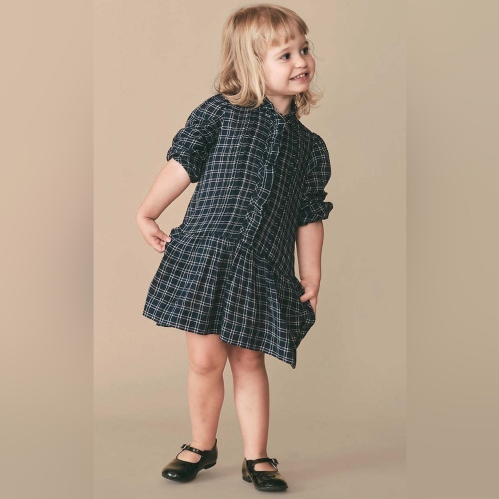 RARE Doen kids Bleu cottage dress in plaid NWT